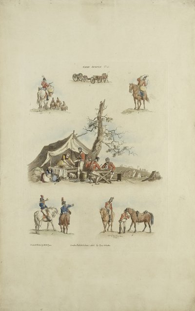 Kamp Sahneleri, 1803 (renkli gravür) by William Henry after Pyne