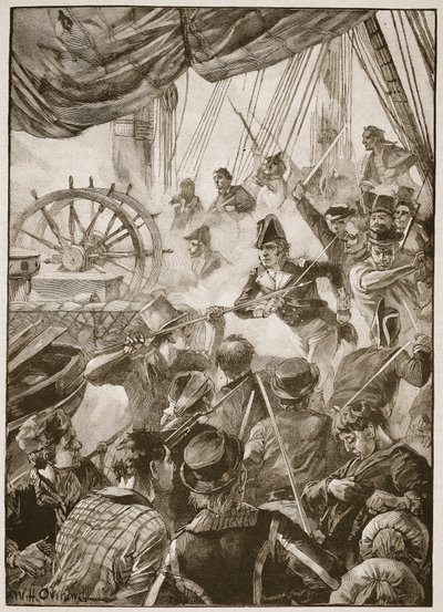 Mürettebatın yaklaşık otuzu küçük bir direniş gösterisi yaptı, Archibald Forbes, G.A. Henry ve Binbaşı Arthur Griffiths by William Heysham Overend