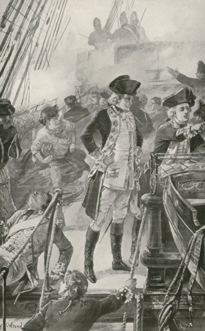 Amiral Rodney, Müthiş Gemide Savaşı Yönetiyor by William Heysham Overend