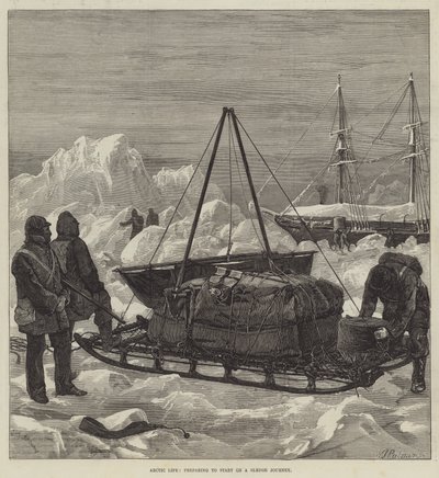 Arctic Life, bir Kızak Yolculuğuna başlamaya hazırlanıyor by William Heysham Overend