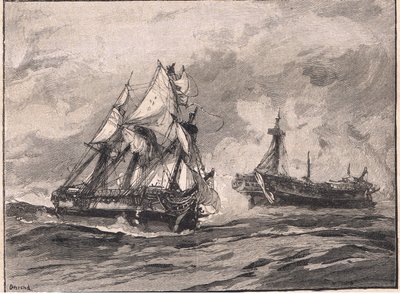 Arethusa ve Belle Poule AD 1778 by William Heysham Overend