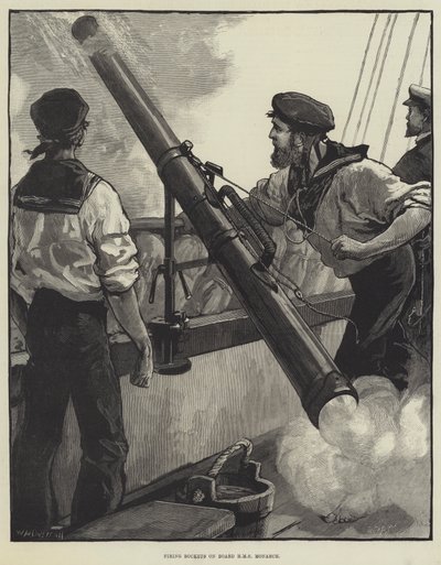 HMS Monarch'a Roket Atmak by William Heysham Overend