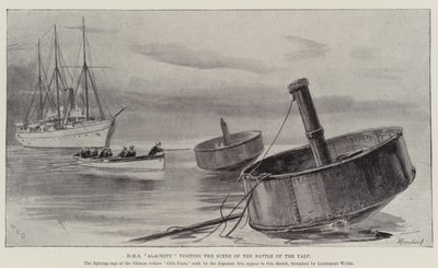 HMS Alacrity, Yalu Muharebesi Sahnesini ziyaret ediyor by William Heysham Overend