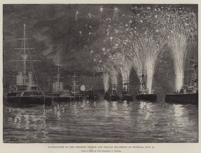 Kombine İngiliz ve İtalyan Filolarının Spithead'de Aydınlatılması, 12 Temmuz by William Heysham Overend