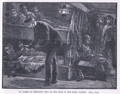 MS 1846 İrlanda kıtlığı sırasında bir göçmen gemisinde by William Heysham Overend
