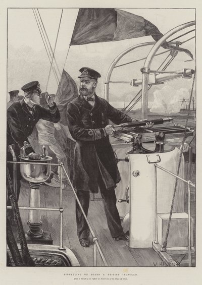 Bir İngiliz Zırhlı Gemide Sinyal Vermek by William Heysham Overend
