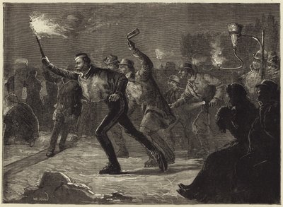 Meşale ışığında Serpantin üzerinde paten (gravür) by William Heysham Overend