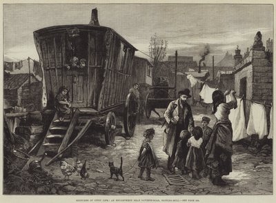 Latimer-Road, Notting-Hill yakınlarındaki bir Kamp Yeri olan Gipsy Life'ın Eskizleri by William Heysham Overend