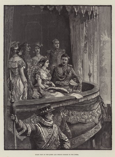 Kraliçe ve Prens Eşinin Operaya Devlet Ziyareti by William Heysham Overend