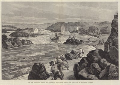 Nil Seferi, Balina Teknelerini İkinci Kataraktın Birinci Kapısından Askerlerle Çekiyor by William Heysham Overend
