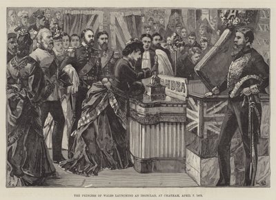 Galler Prensesi, 7 Nisan 1875'te Chatham'da bir Ironclad fırlatıyor. by William Heysham Overend