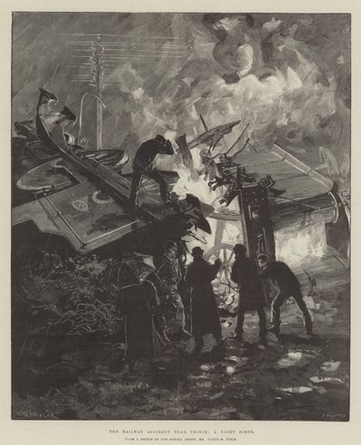 Thirsk yakınlarındaki Demiryolu Kazası, Bir Gece Manzarası by William Heysham Overend
