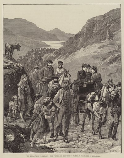 İrlanda Kraliyet Ziyareti, Galler Prensi ve Prensesi Killarney Göllerinde by William Heysham Overend