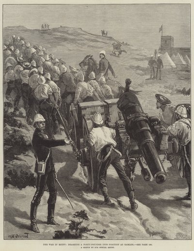 The War in Egypt, dragging at Forty-Pounder into Position at Ramleh  by William Heysham Overend