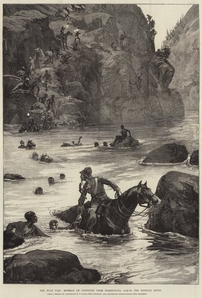 Zulu Savaşı, Buffalo Nehri boyunca Isanhlwana'dan Kaçakların Geri Çekilmesi by William Heysham Overend