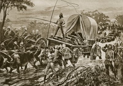 Zulu Savaşı: Etshowe yardım kuvveti bir dereyi geçiyor, Nisan 1879 by William Heysham Overend