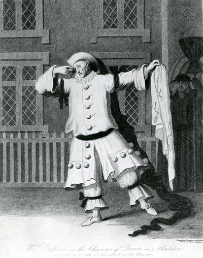 Mr Delphini in the character of Pierot in Aladdin, 1780-1790  by William Hincks
