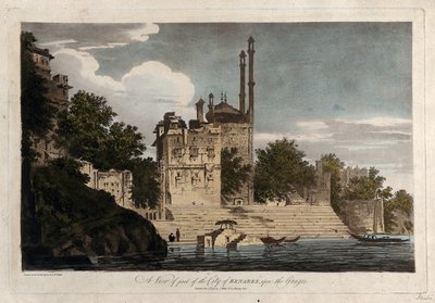 Ganj Nehri Üzerindeki Benares Şehrinin Bir Bölümünün Görünümü by William Hodges