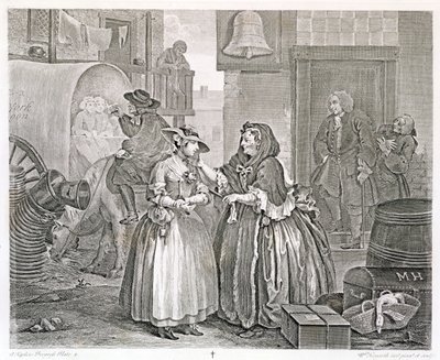 Bir Fahişenin İlerlemesi, Plaka Bir: Bir Procuress Tarafından Tuzağa düşürüldü, 1732 (gravür ve gravür) by William Hogarth