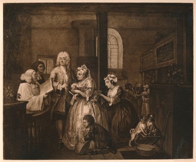 A Rakes Progress - 5: Evlenir, 1733. by William Hogarth