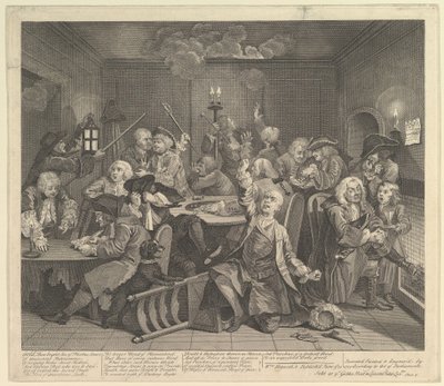 A Rakes Progress, Plaka 6, 25 Haziran 1735. by William Hogarth