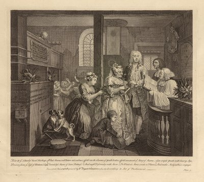 A Rake's Progress, Levha V, Haziran 1735 (yayılmış kağıt üzerine gravür ve gravür, durum i) by William Hogarth