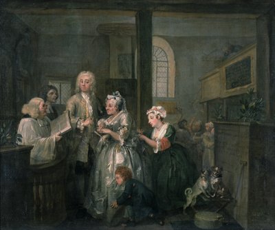 A Rake's Progress V: The Rake, Yaşlı Bir Kadınla Evleniyor, 1733 by William Hogarth