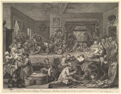 Bir Seçim Eğlencesi, Levha I: Bir Seçimden Dört Baskı, Şubat 1755. by William Hogarth