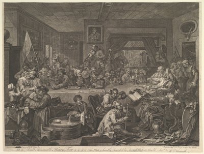 Bir Seçim Eğlencesi, Levha I: Bir Seçimin Dört Baskısı, 24 Şubat 1755. by William Hogarth