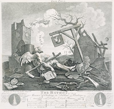 Bathos, Batma Şekli, Karanlık Resimlerde Bayilere Yazılı Yüce Tablolarda, 1764 (gravür ve gravür) by William Hogarth