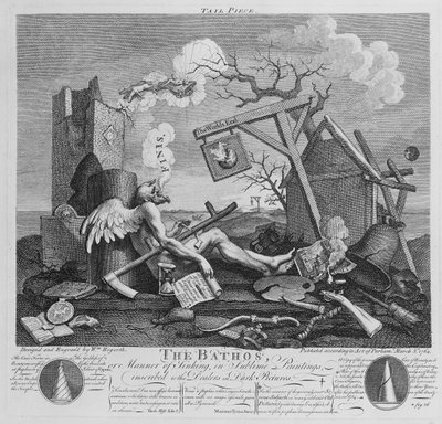 Bathos, Batma Şekli, Karanlık Resimlerde Bayilere Yazılan Yüce Tablolarda, 1764 by William Hogarth