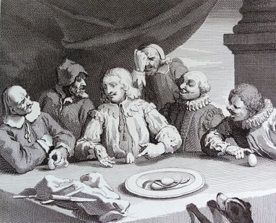 Kolomb'un Yumurtayı Kırması by William Hogarth
