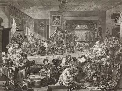 Bir Seçimin Dört Baskısı / Genel Seçimler. Sayfa 1: Bir Seçim Eğlencesi. 1755 by William Hogarth