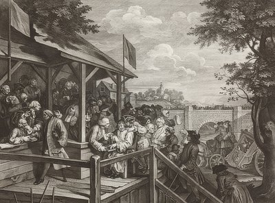 Bir Seçimin Dört Baskısı / Genel Seçimler. Sayfa 3: Oylama / Oylama. 1758 by William Hogarth