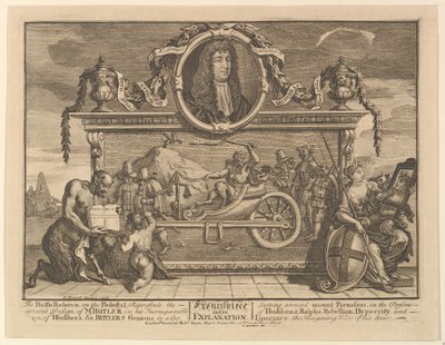 Frontispiece ve Açıklaması Samuel Butlers Hudibr için On İki Büyük Resim..., 1725-68. by William Hogarth