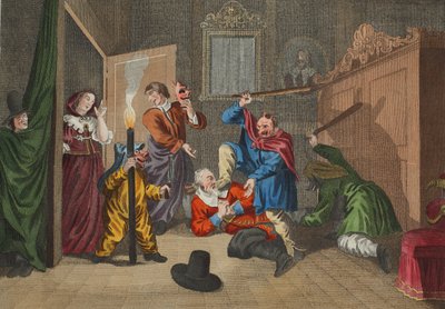 Hudibras Catechiz'd, Samuel Butler'ın (1612-80) 'Hudibras'ından, 'Hogarth Restore Edildi: Thomas Cook tarafından yeniden oyulmuş ünlü William Hogarth'ın Bütün Eserleri'nden bir örnek, pub. 1812 (el boyaması gravür) by William Hogarth