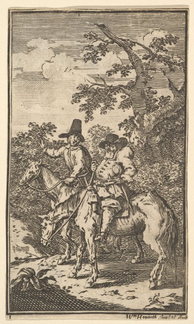 Hudibras, Samuel Butlers için On Yedi Küçük Resimden Sallying Hudibras, no..., 1721-26. by William Hogarth