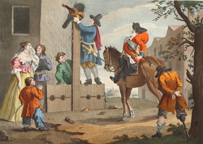 Hudibras Triumph'ta Crowdero'ya liderlik ediyor, Samuel Butler'ın (1612-80) 'Hudibras'ından, 'Hogarth Restore Edildi: Thomas Cook tarafından yeniden oyulmuş ünlü William Hogarth'ın Bütün Eserleri'nden bir örnek, pub. 1812 (e by William Hogarth