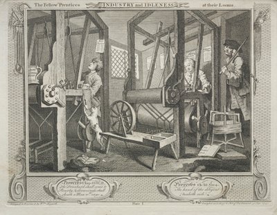 Sanayi ve Aylaklık: Tezgahlarında Arkadaş Prentices, 1747. by William Hogarth