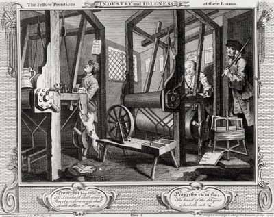 Sanayi ve Aylaklık, Çıraklar Tezgahlarında, levha 1 by William Hogarth