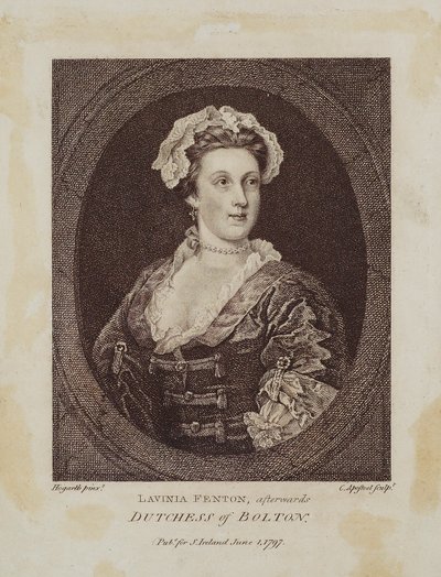 Lavinia Fenton, daha sonra Bolton Düşesi, Cornelius Apostool (1762-1844), 1797 (nokta gravürü) by William Hogarth