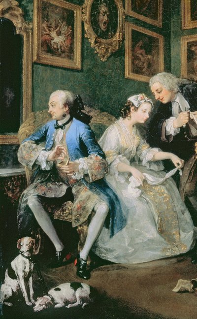Bir Modda Evlilik: I - Evlilik Anlaşması, c.1743, tuval üzerine yağlı boya, 62692 detayı by William Hogarth
