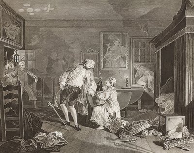 Modaya göre evlilik / modaya göre evlilik. Sayfa 5: Bagnio / Kont bir düelloya düşer. 1745 by William Hogarth