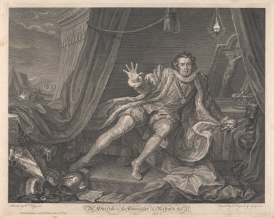 Üçüncü Richard Karakterinde Bay Garrick - "Richard III", Perde V, Sahne VII by William Hogarth