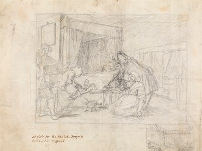 Sağ Alt Kenar Kenarında Yardımcı Eskizlerin Bulunduğu Bir Hastanede Ameliyat Sahnesi by William Hogarth