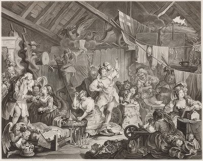 Bir Ahırda Giyinen Yürüyen Aktrisler. 1738 by William Hogarth