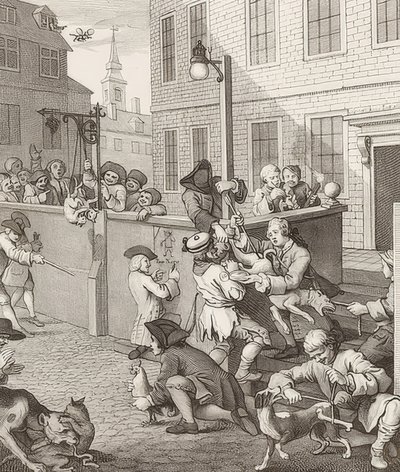 Zalimliğin İlk Aşaması. Gönderen: Zalimliğin Dört Aşaması / Zulümün dört aşaması. 1751 by William Hogarth