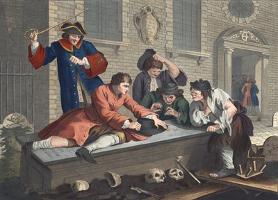 Aylak Çırak, Kutsal Ayinler Sırasında Kilise Avlusunda Oynarken, "Endüstri ve Aylaklık" konulu III. by William Hogarth