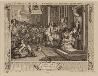 Çalışkan Prentice Zamanının Dışında ve Efendisinin Kızıyla Evli by William Hogarth