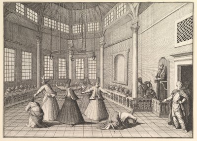 Bir Caminin İçi, Dans Eden Dervişler Aubry de La Mottrayes Geziyor..., 1723-24. by William Hogarth